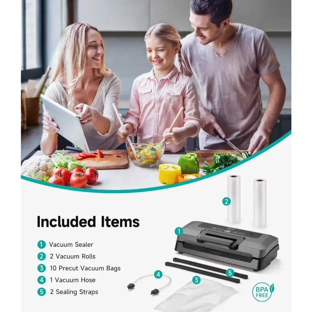Vacuum Sealer, Auto Handle Locked Design, Build-in Cutter, Compact Starter Kit